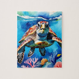 Sea Turtle Watercolor Tropical Ocean Puzzle