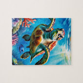 Sea Turtle Watercolor Tropical Ocean Puzzle (Horizontal)