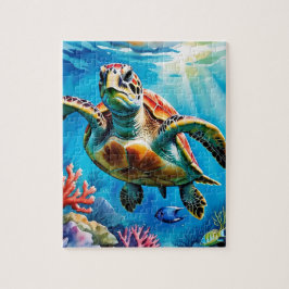 Sea Turtle Watercolor Tropical Ocean Puzzle