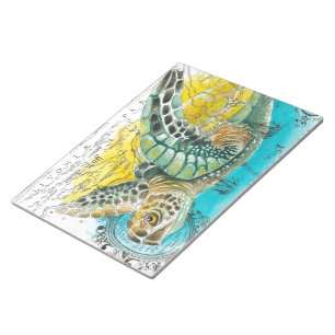 Sea Turtle Watercolor Vintage Karte Notizblock