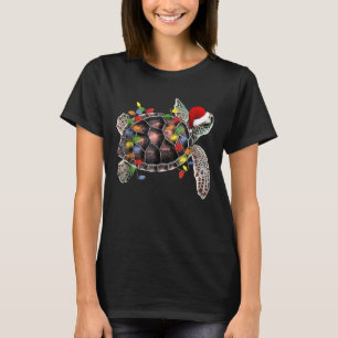 Sea Turtle Wear Weihnachtsmannmütze Frohe Weihnach T-Shirt