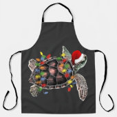 Sea Turtle Wearing Weihnachtsmannmütze Frohe Weihn Schürze (Vorderseite)