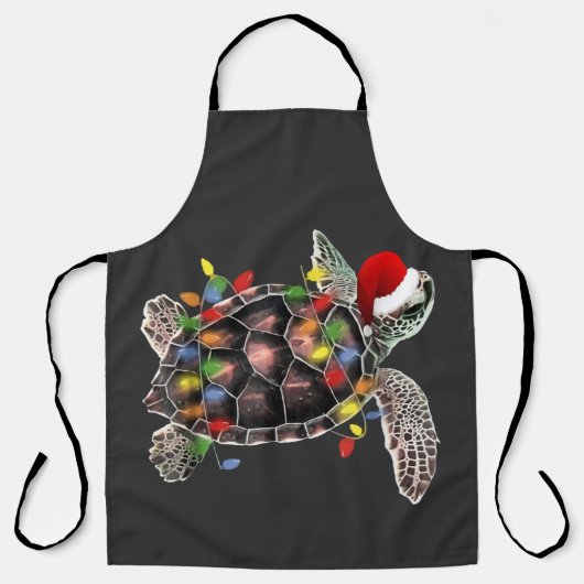 Sea Turtle Wearing Weihnachtsmannmütze Frohe Weihn Schürze (Vorderseite)