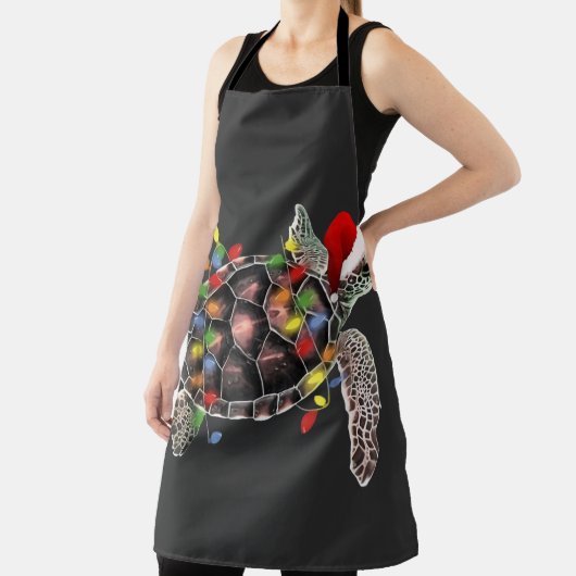 Sea Turtle Wearing Weihnachtsmannmütze Frohe Weihn Schürze (InSitu)