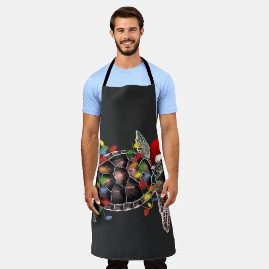 Sea Turtle Wearing Weihnachtsmannmütze Frohe Weihn Schürze (Getragen)