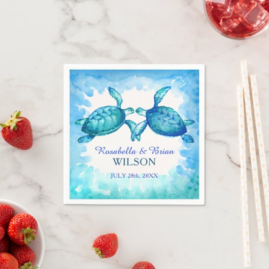 Sea Turtle Wedding Napkins | Blaugrüne Farbe Serviette (Beispiel)
