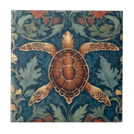 Sea Turtle William Morris Stil Fliese