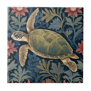 Sea Turtle William Morris Stil Hawaiian Tropical Fliese