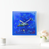 Sea Turtle WIND ON THE WATER Quadratische Wanduhr (Zuhause)