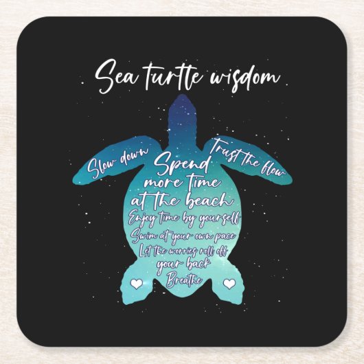 Sea Turtle Wisdom Sea Turtle Liebe Rechteckiger Pappuntersetzer (Vorderseite)