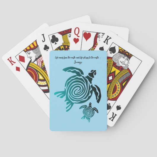 Sea Turtle Woodblock Print.. Karten spielen Spielkarten (Rückseite)