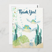 Sea Turtles and HearOcean Beach Vielen Dank Postkarte (Vorne/Hinten)