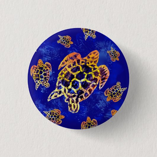 Sea Turtles Batik African Art Button (Vorderseite)