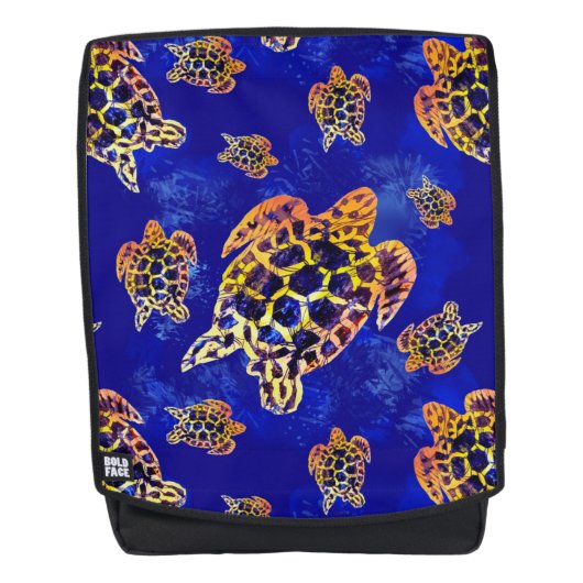 Sea Turtles Batik African Art Drawstring Bag Rucksack (Vorderseite)