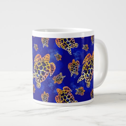 Sea Turtles Batik African Art Jumbo-Tasse (Vorderseite Rechts)