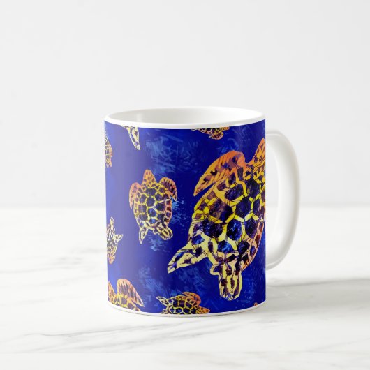 Sea Turtles Batik African Art Kaffeetasse (VorderseiteRechts)