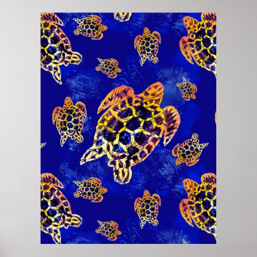 Sea Turtles Batik African Art Poster (Vorne)