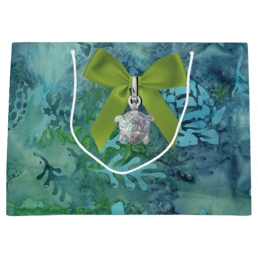 Sea Turtles Batik Große Geschenktüte (Vorderseite)