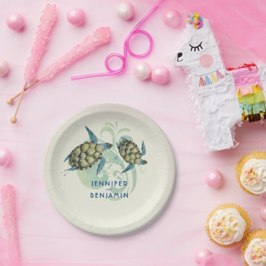 Sea Turtles Beach Coastal Nautical Pappteller (Party)