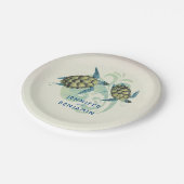 Sea Turtles Beach Coastal Nautical Pappteller (Schrägansicht)