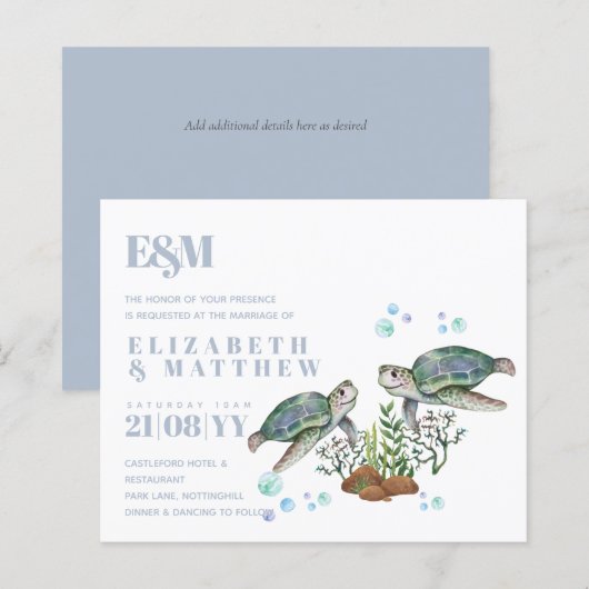 Sea Turtles Beach Hochzeit (Vorne/Hinten)