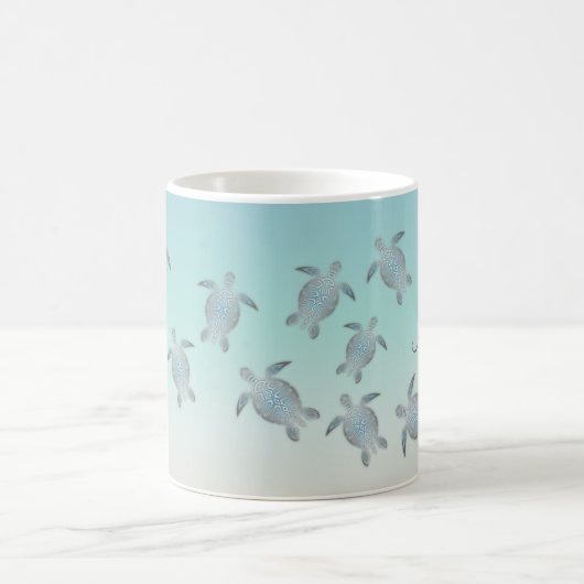 Sea Turtles Beach Style Monogram Coastal Kaffeetasse (Mittel)