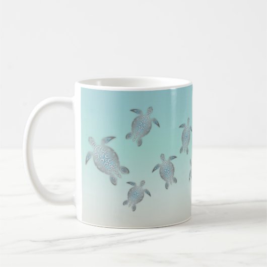 Sea Turtles Beach Style Monogram Coastal Kaffeetasse (Links)