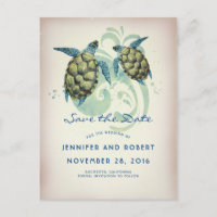 Sea Turtles Beach Tropical Save the Date