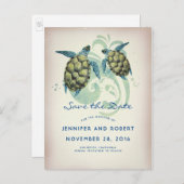 Sea Turtles Beach Tropical Save the Date Ankündigungspostkarte (Vorne/Hinten)