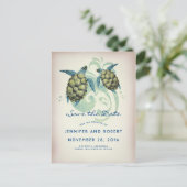 Sea Turtles Beach Tropical Save the Date Ankündigungspostkarte (Stehend Vorderseite)