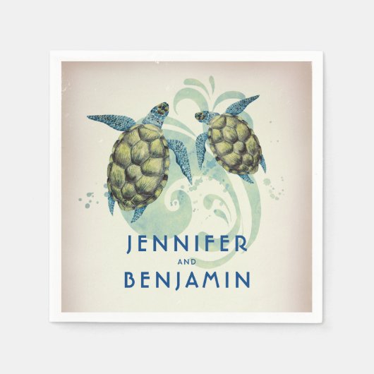 Sea Turtles Beach Tropical Wedding Serviette (Vorderseite)