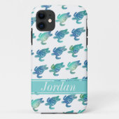 Sea Turtles Blue Green Personalisiert iPhine Case (Rückseite)