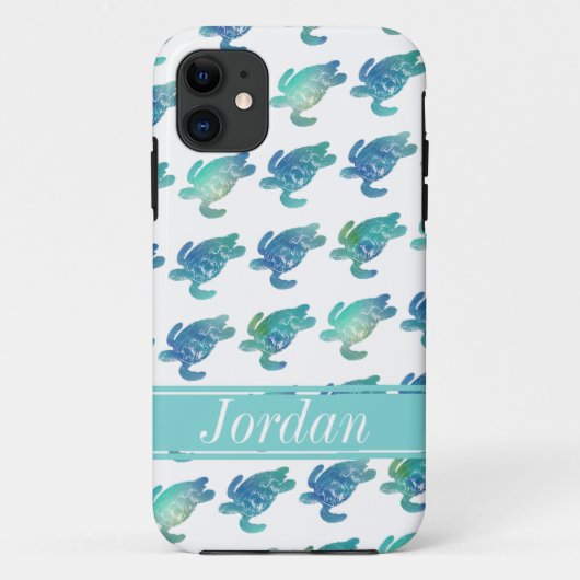Sea Turtles Blue Green Personalisiert iPhine Case (Rückseite)