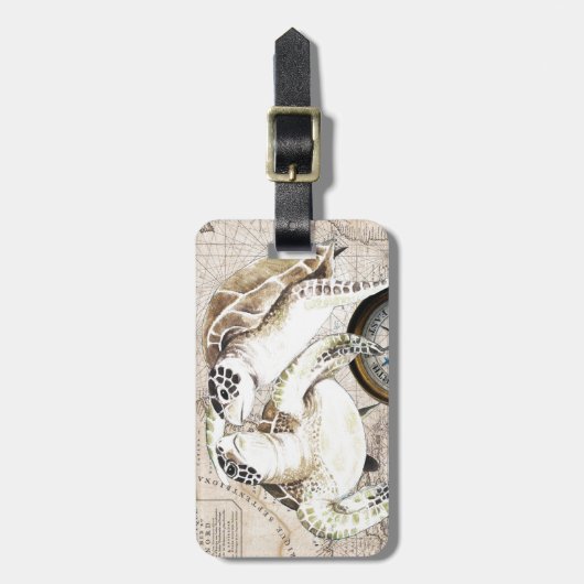 Sea Turtles Compass Map Gepäckanhänger (Vorderseite vertikal)