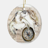 Sea Turtles Compass Map Keramikornament (Links)