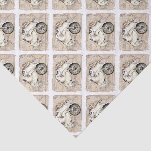 Sea Turtles Compass Map Seidenpapier (Ausschnitt)