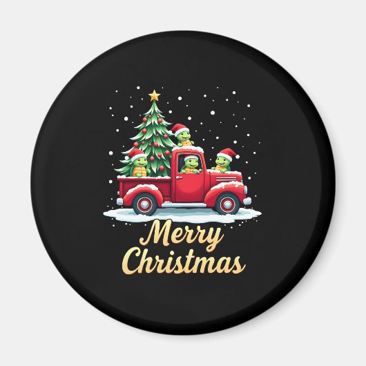 Sea Turtles Driving Christmas Tree Truck Turtle Ch Magnet (Vorne)