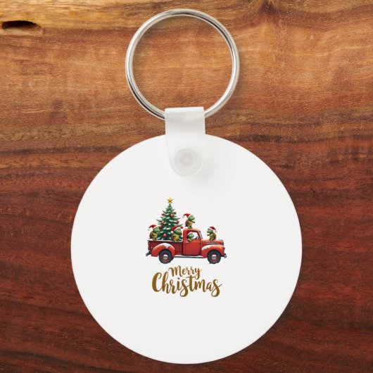 Sea Turtles Driving Christmas Tree Truck Turtle Ch Schlüsselanhänger (Vorderseite)