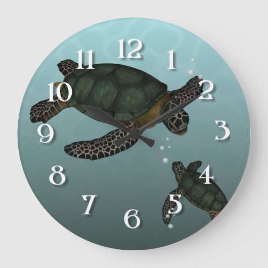 Sea Turtles Große Wanduhr (Vorderseite)