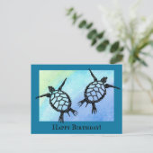 Sea Turtles Happy Birthday Postkarte (Stehend Vorderseite)