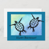 Sea Turtles Happy Birthday Postkarte (Vorne/Hinten)
