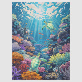 Sea Turtles In Beautiful Scenic Ocean Decoupage Seidenpapier
