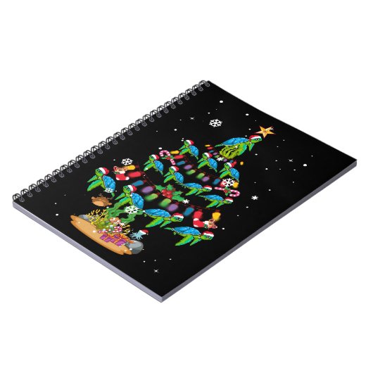 Sea Turtles Lover Xmas Sea Turtle Weihnachtsbaum Notizblock (Linke Seite)
