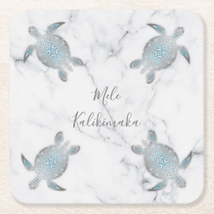 Sea Turtles Marble Mele Kalikimaka Weihnachten  Rechteckiger Pappuntersetzer