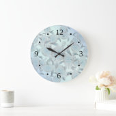 Sea Turtles Muster Silver Blue Coastal Nautic Große Wanduhr (Zuhause)