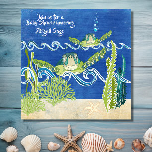 Sea Turtles Ocean Beach Neutral/Boys Baby Shower Einladung
