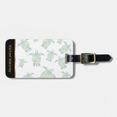 Sea Turtles Pattern White Green Gepäckanhänger (Vorderseite horizontal)