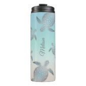 Sea Turtles Patterns Beach Style Monogram Thermosbecher (Vorderseite)