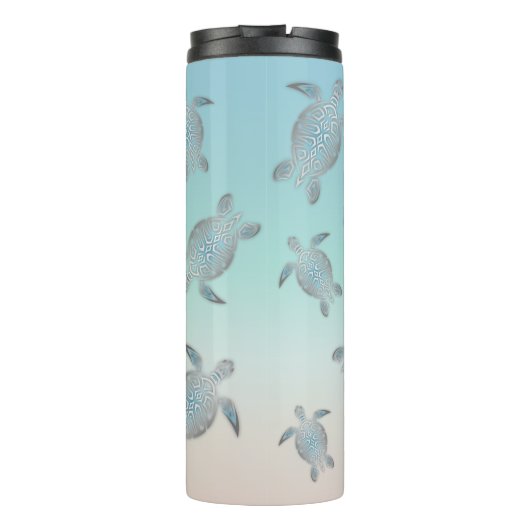Sea Turtles Patterns Beach Style Monogram Thermosbecher (Rückseite)