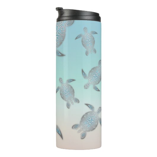 Sea Turtles Patterns Beach Style Monogram Thermosbecher (Nach rechts gedreht)